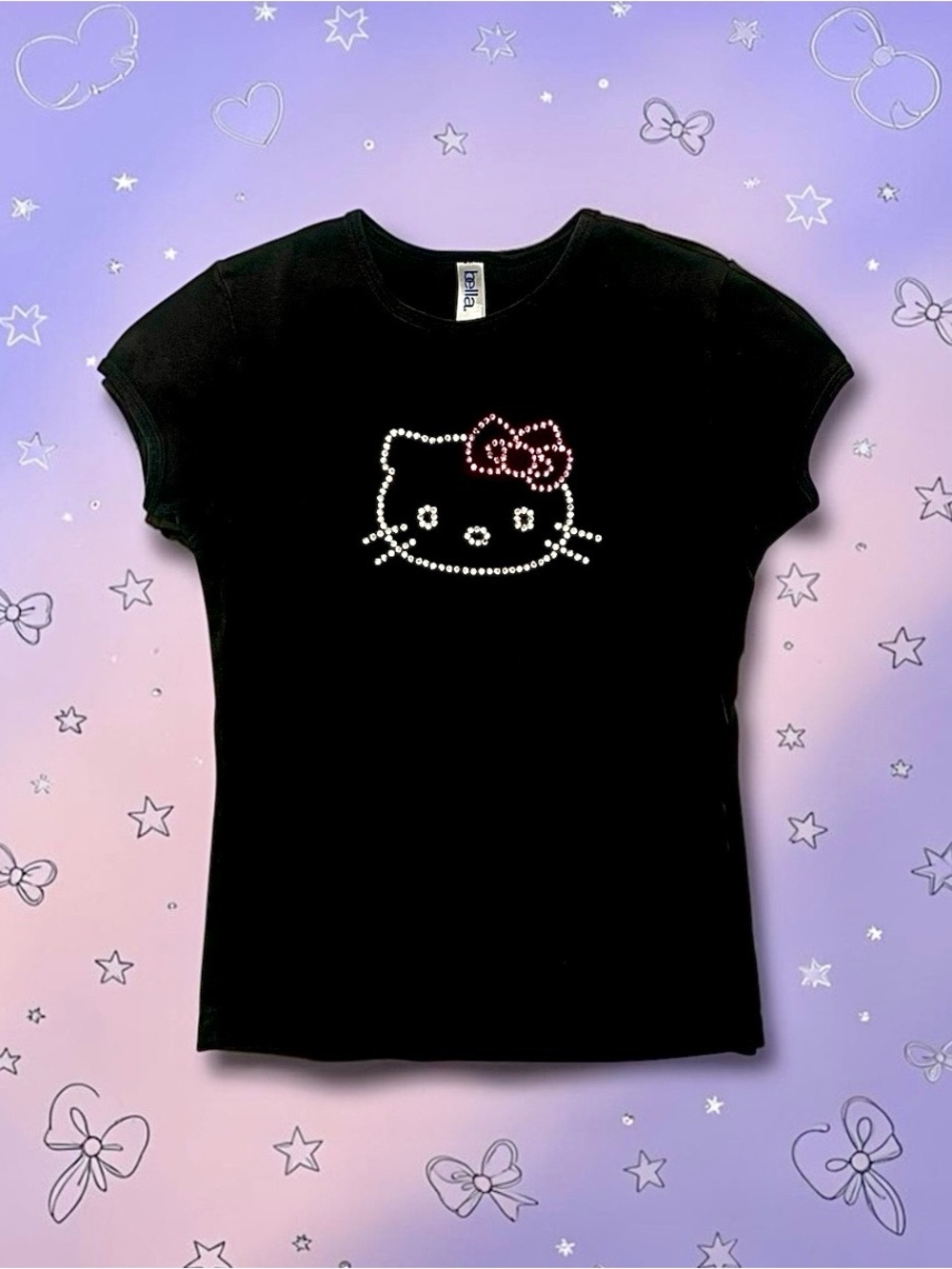 Bella Rhinestone Hello Kitty Tee 🐱 Black Women’s Small
